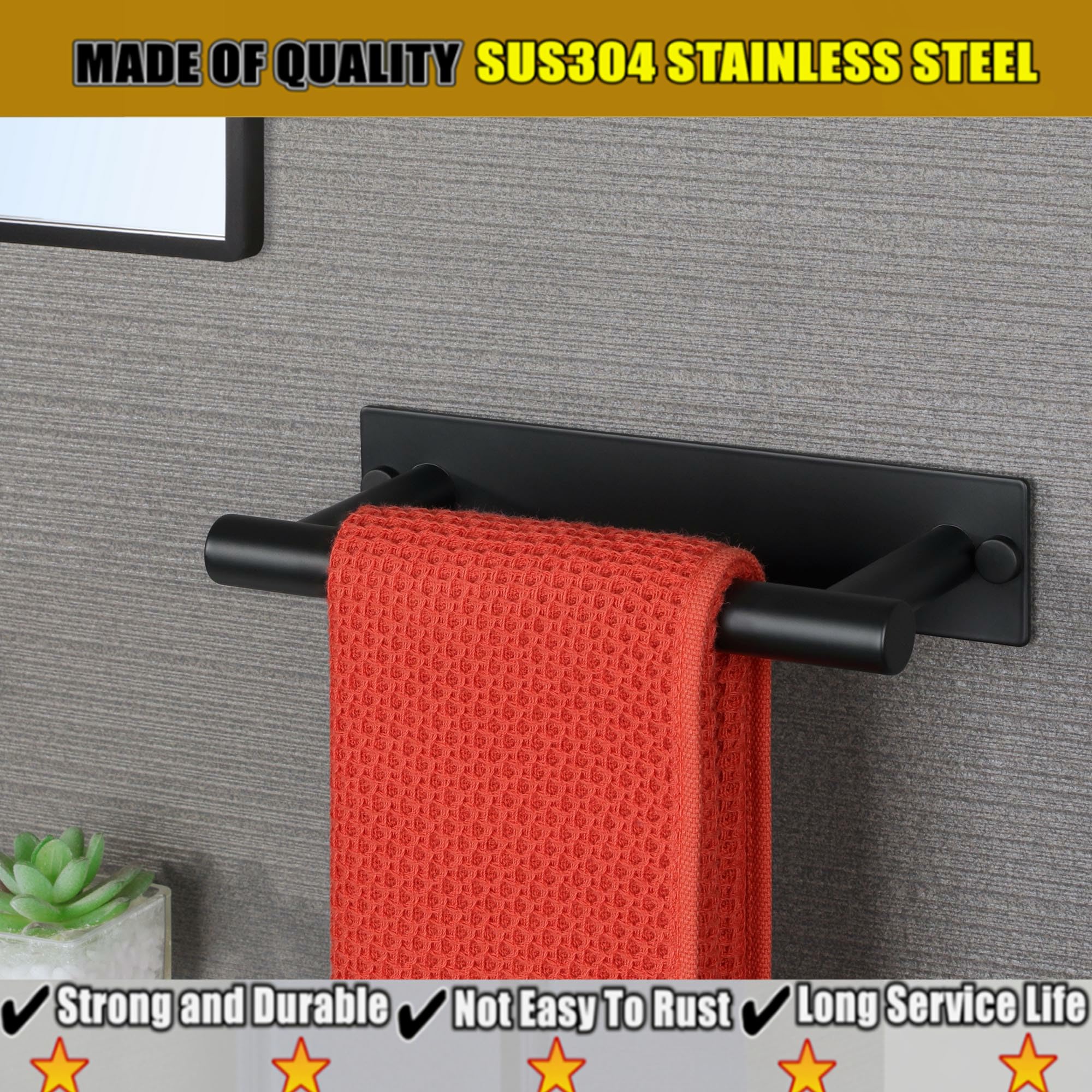 Alise Bath Towel Bars, 8 Inch Towel Hanger Towel Racks For Bathroom, Sus304 Stainless Steel Hand Towel Holder, Wall Mount With S